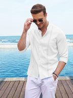 Embroidered Guayabera Leinen Hemd