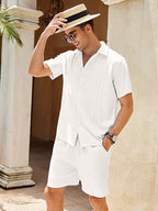 2 Teil Strand Guayabera Leinen Set