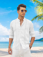 Embroidered Guayabera Leinen Hemd