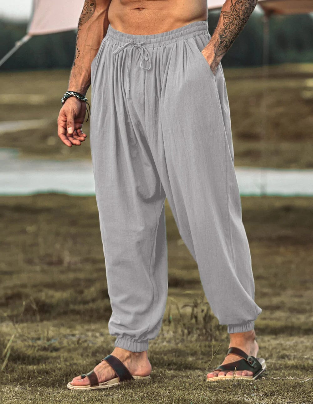 Lockere Fit Leinen Stil Hippie Hose
