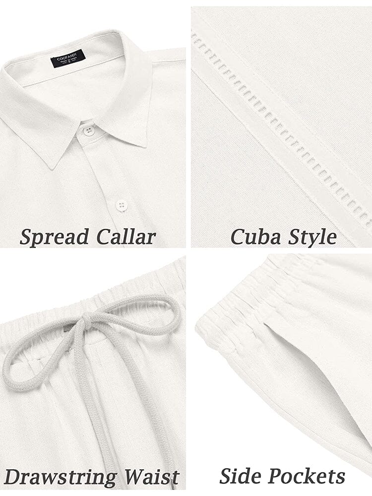 2 Teil Strand Guayabera Leinen Set