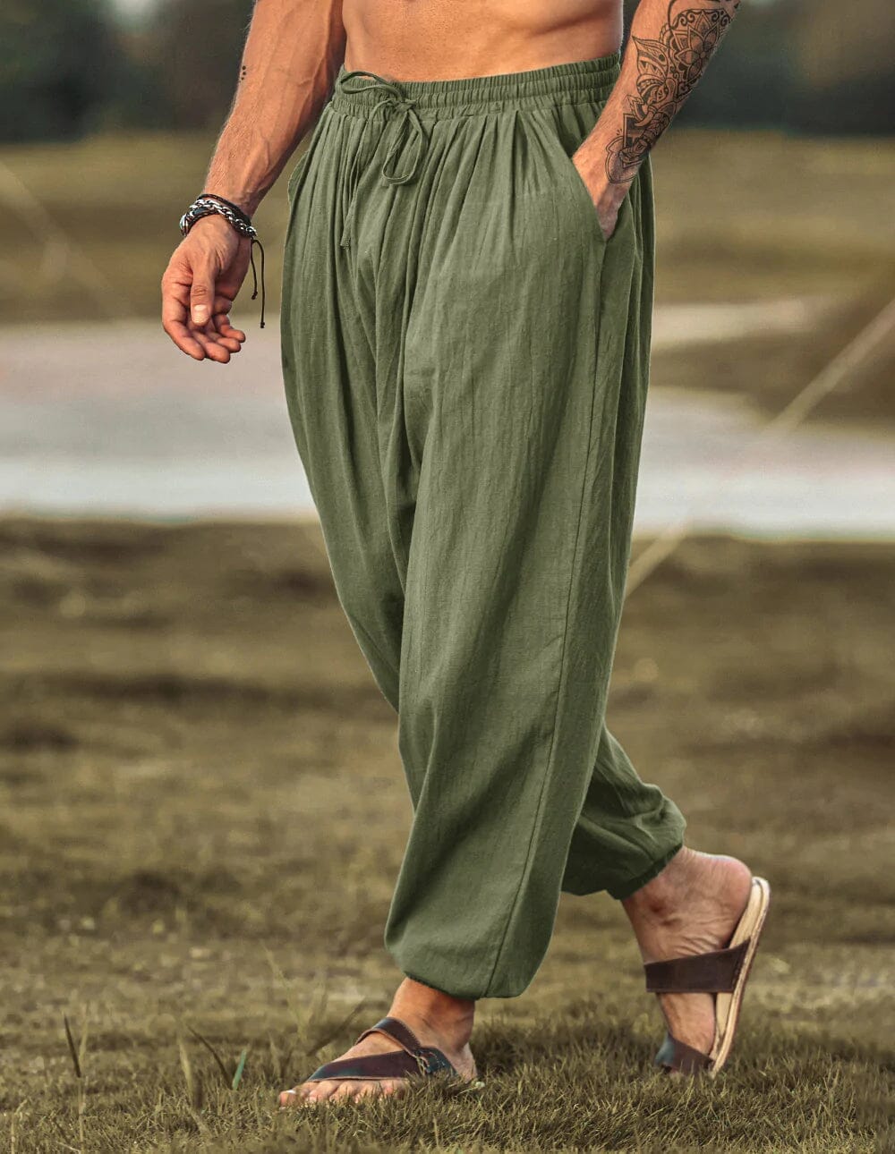 Lockere Fit Leinen Stil Hippie Hose