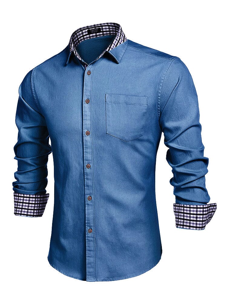 Lang-Ärmel Denim Dress Hemd