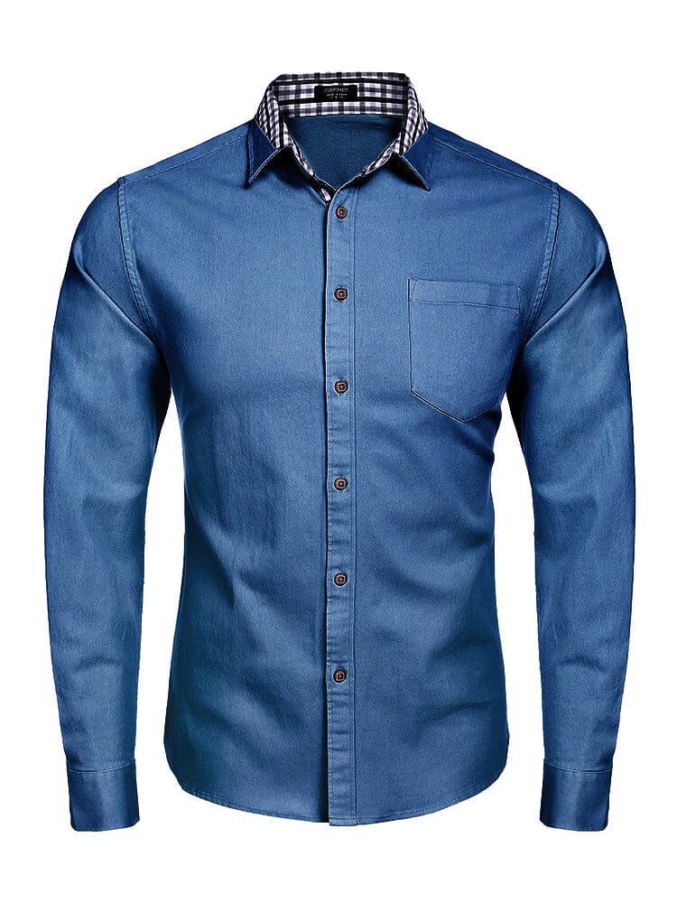 Lang-Ärmel Denim Dress Hemd