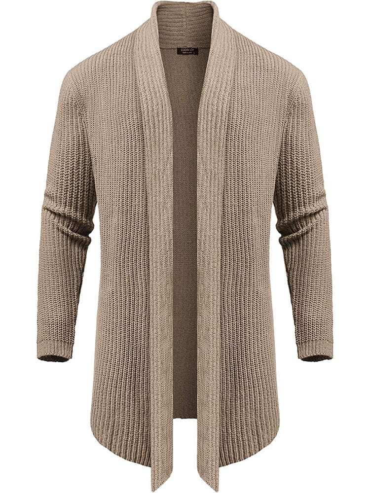 Strick Ruffle Drape Lang Cardigan