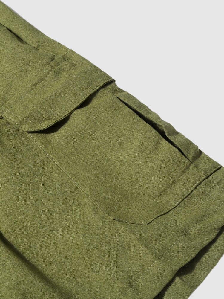 Leinen Stil Hose With Pockets