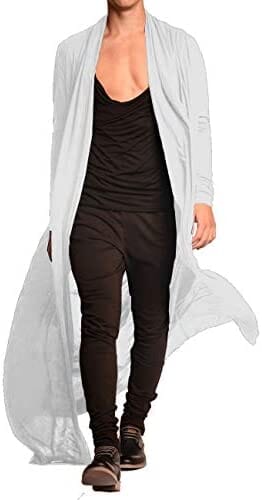Lightweight Ruffle Schalkragen Lang Length Drape Cape Cardigan