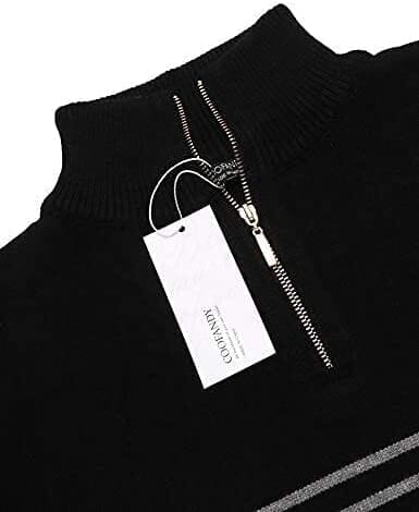 Gestreift Zip Up Mock Neck Pullover Pullover