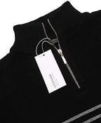 Gestreift Zip Up Mock Neck Pullover Pullover