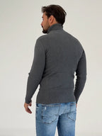 Ribbed Slim Fit Strick Pullover Rollkragen Pullover