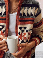 Lang Ärmel Lapel Jacquard Pullover