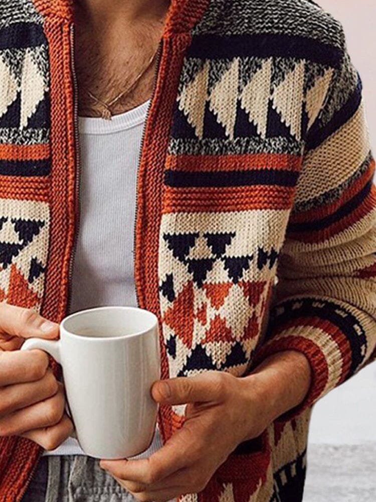Lang Ärmel Lapel Jacquard Pullover