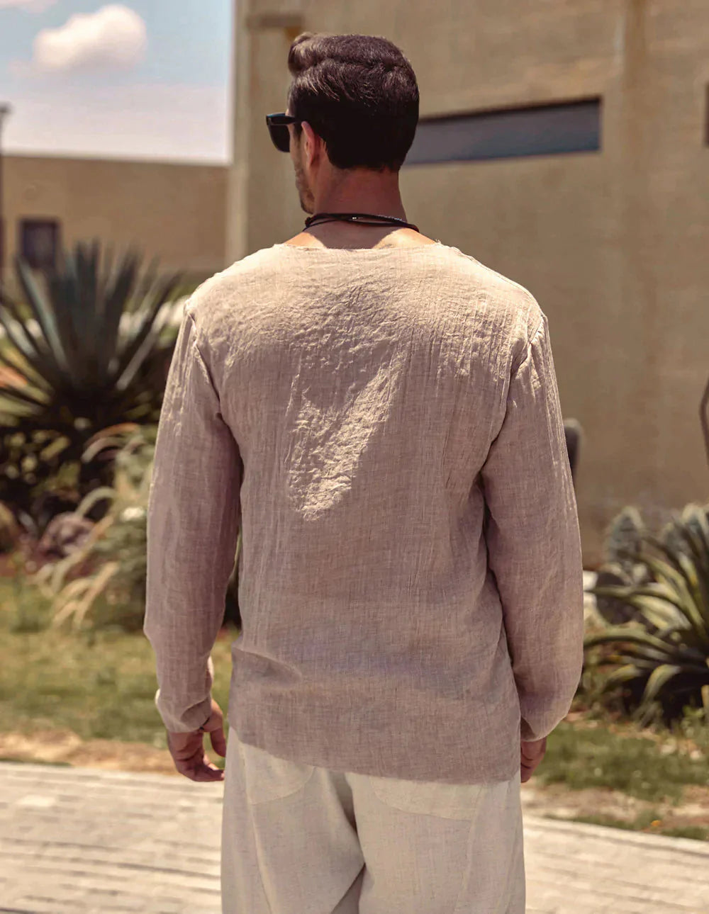 Leinen Stil Simple Lang-sleeved Hemd