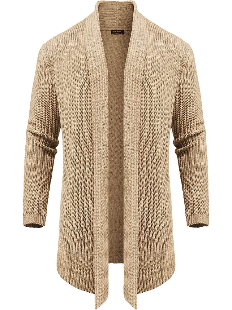 Strick Ruffle Drape Lang Cardigan