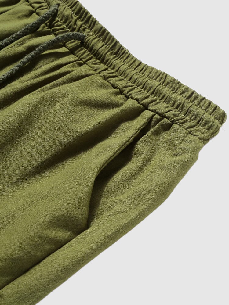 Leinen Stil Hose With Pockets