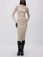 Kleid in Pullover a coste in viscosa