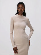 Kleid in Pullover a coste in viscosa