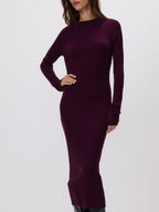 Abito in maglia a coste in viscosa rosso-marrone