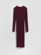 Abito in maglia a coste in viscosa rosso-marrone