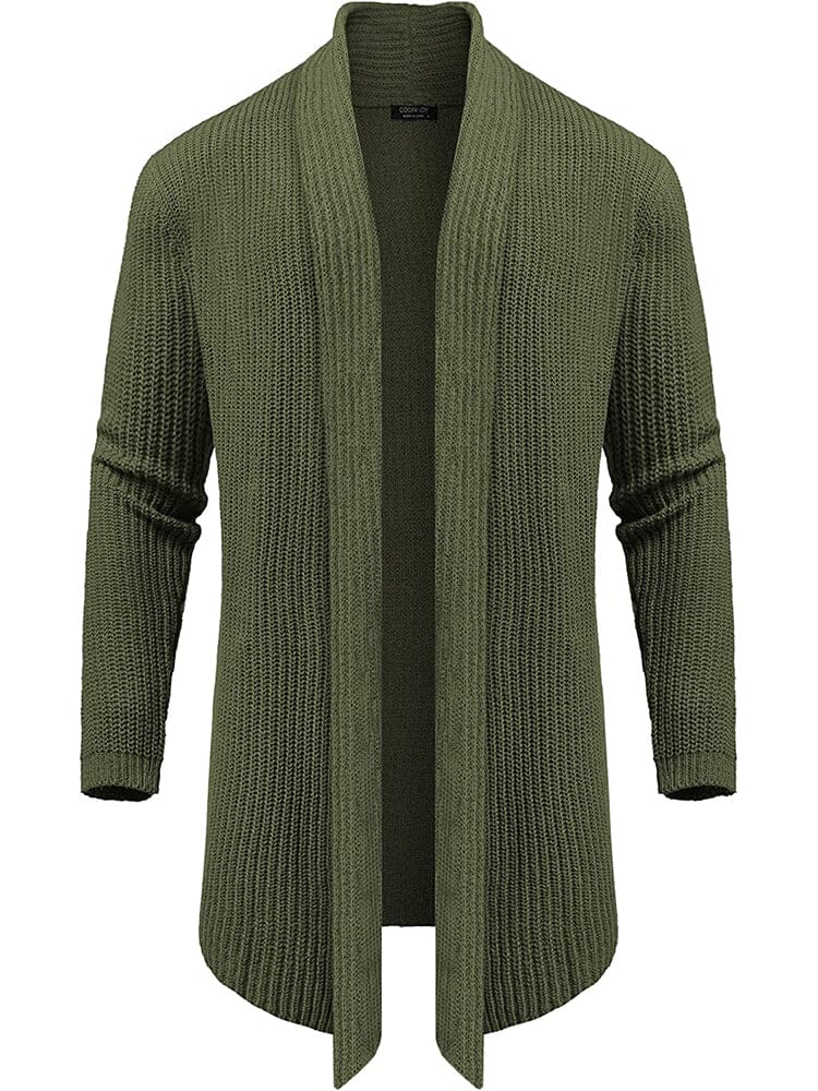 Strick Ruffle Drape Lang Cardigan