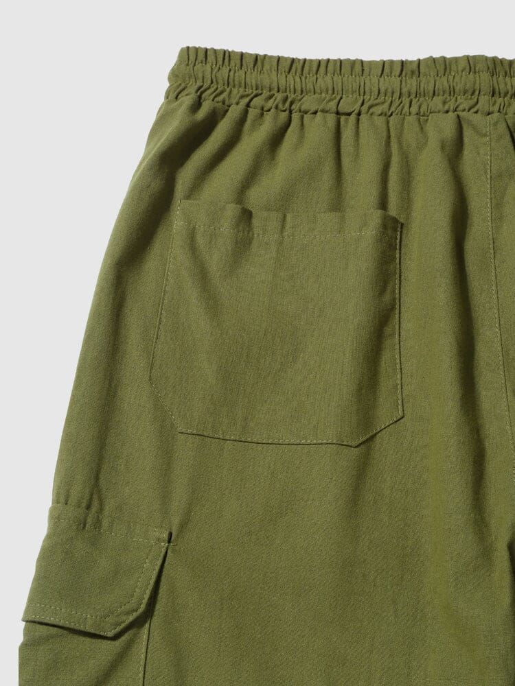 Leinen Stil Hose With Pockets