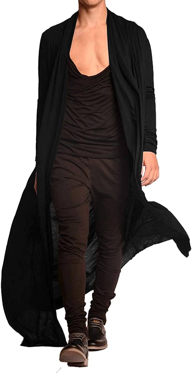 Lightweight Ruffle Schalkragen Lang Length Drape Cape Cardigan