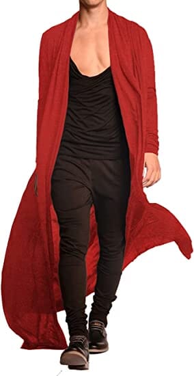 Lightweight Ruffle Schalkragen Lang Length Drape Cape Cardigan