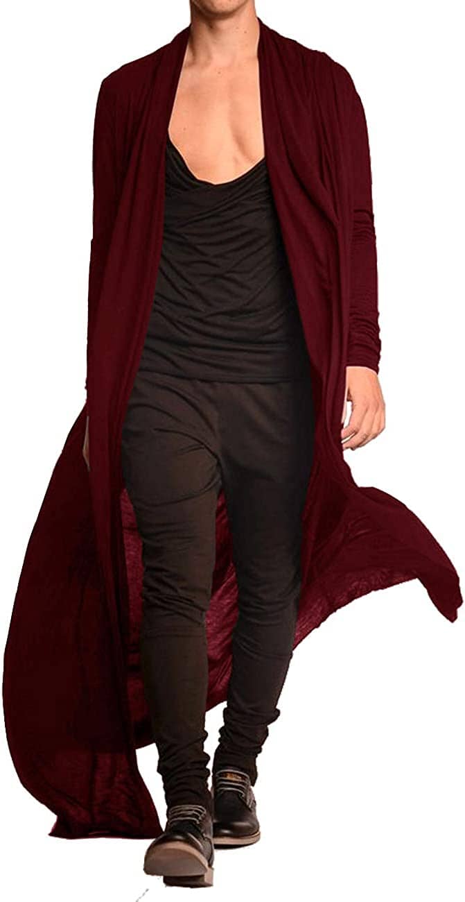 Lightweight Ruffle Schalkragen Lang Length Drape Cape Cardigan