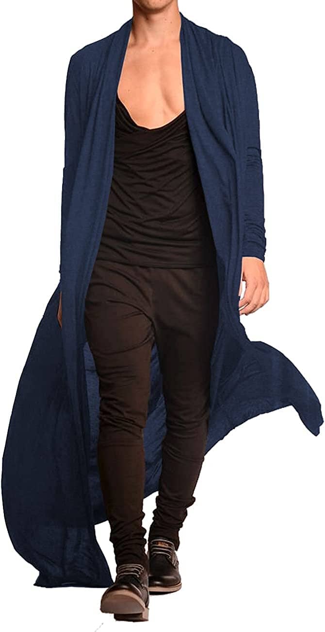 Lightweight Ruffle Schalkragen Lang Length Drape Cape Cardigan