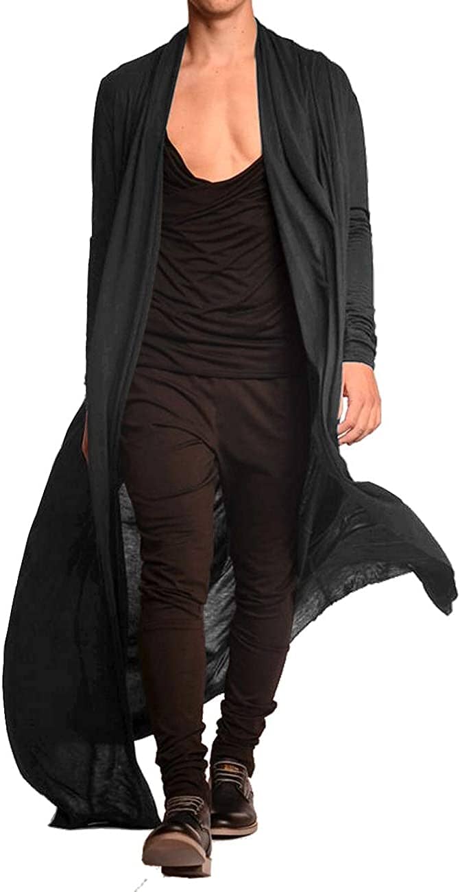 Lightweight Ruffle Schalkragen Lang Length Drape Cape Cardigan