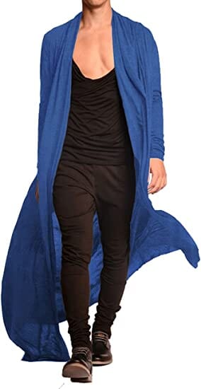 Lightweight Ruffle Schalkragen Lang Length Drape Cape Cardigan