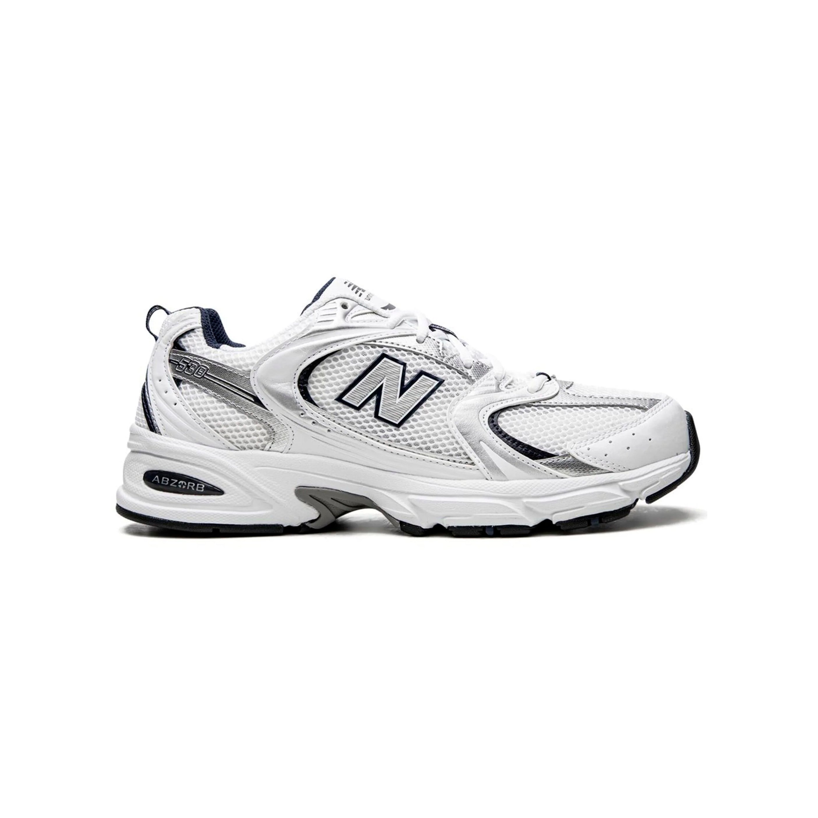 New Balance 530 Schuhe Herren Weiß Silber und Blau Navy Running Casual
