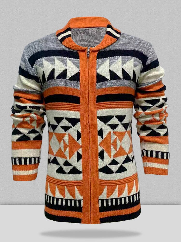 Lang Ärmel Lapel Jacquard Pullover