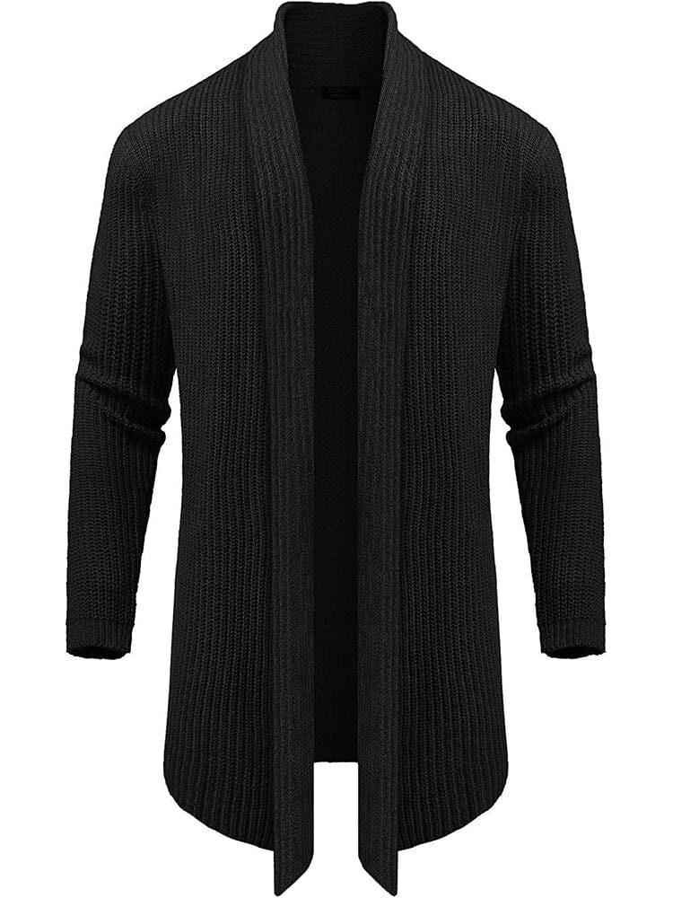 Strick Ruffle Drape Lang Cardigan