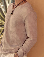 Leinen Stil Simple Lang-sleeved Hemd