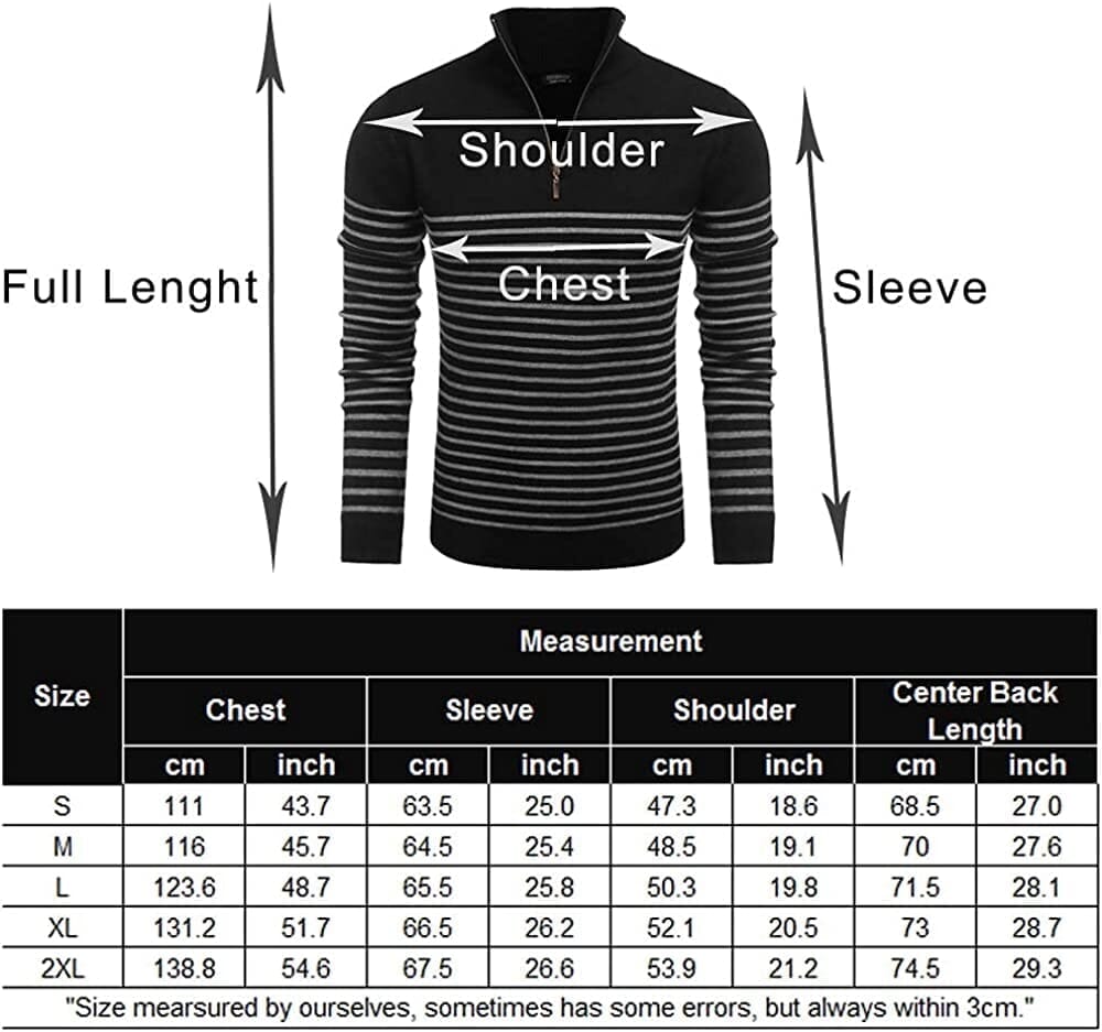 Gestreift Zip Up Mock Neck Pullover Pullover