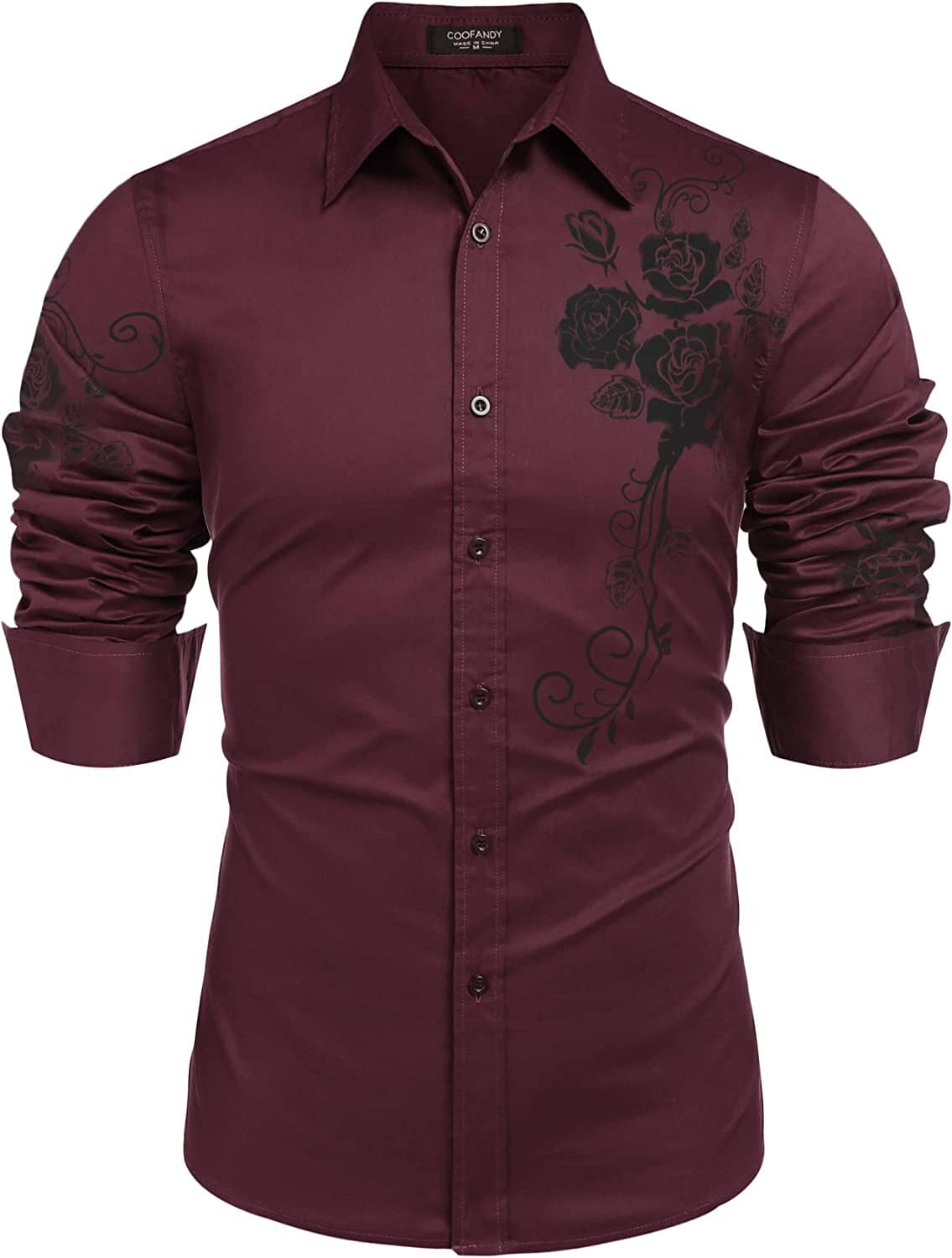 Rose Printed Slim Fit Dress Hemden