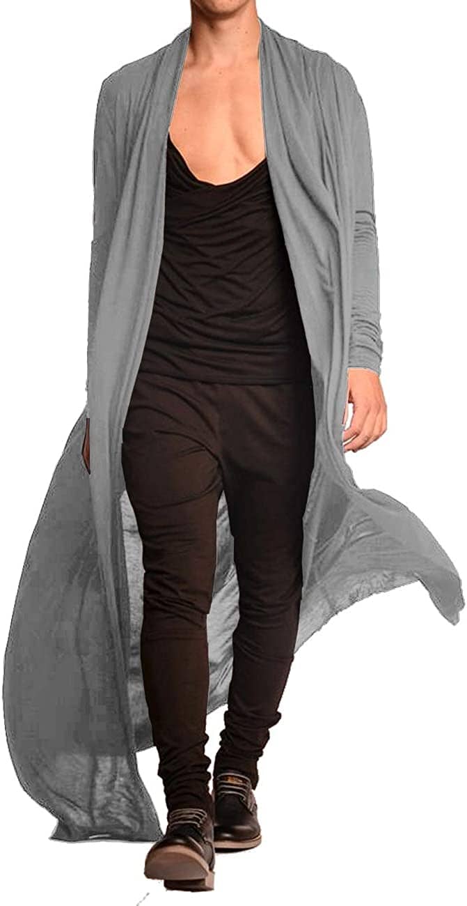 Lightweight Ruffle Schalkragen Lang Length Drape Cape Cardigan