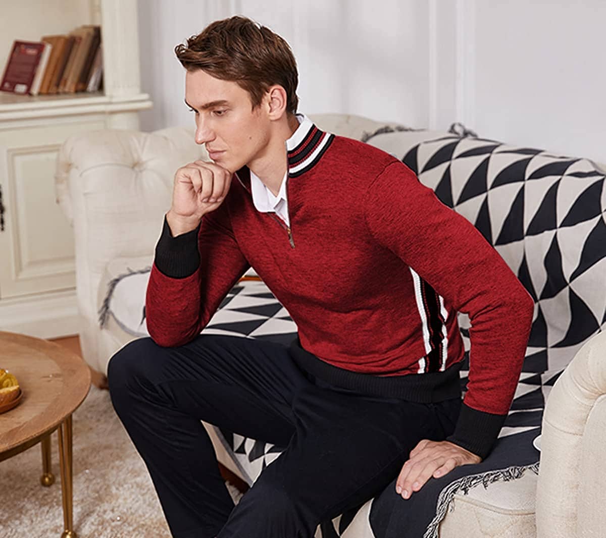 Gestreift Kragen Pullover Pullover