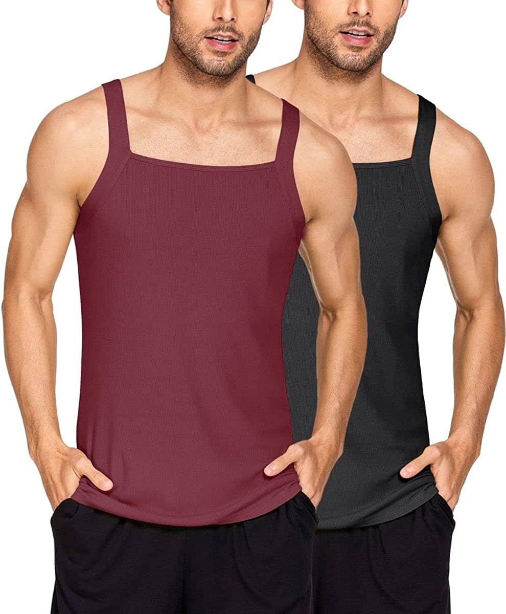 2 Pack Tank Tops Baumwolle Workout Undershirts