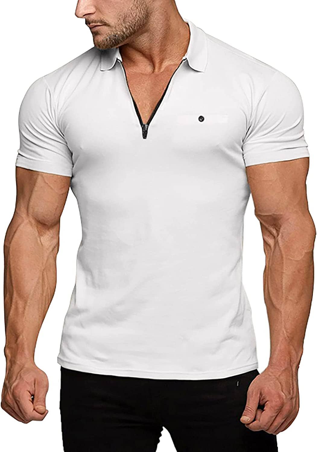 Slim Fit Zipper Polo Golf Hemd