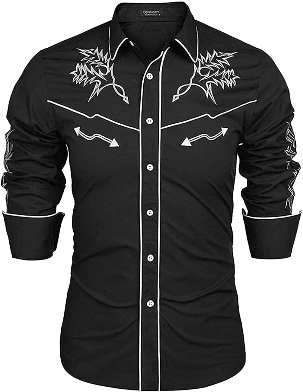 Western Cowboy Embroidered Knopf Down Baumwolle Hemd