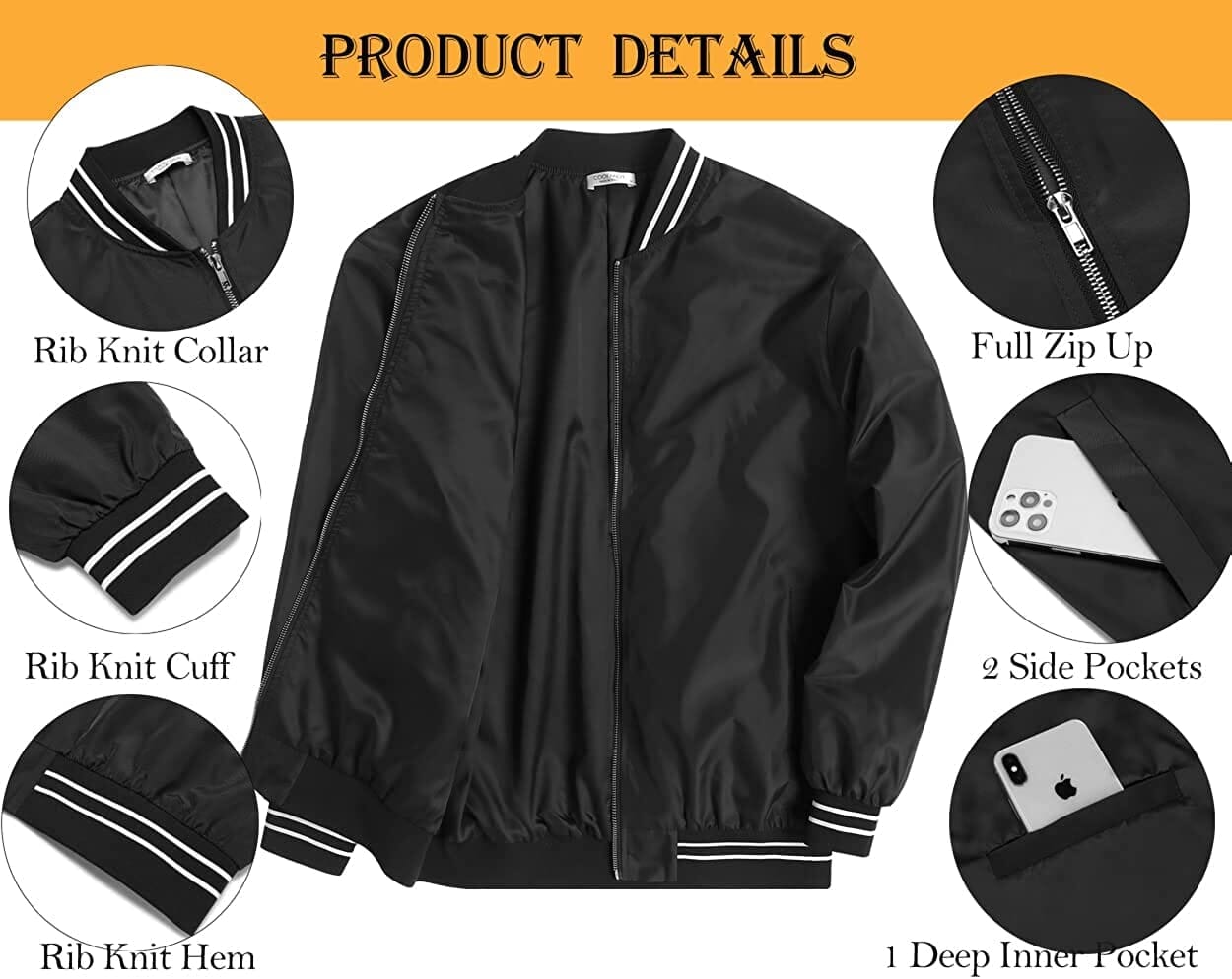 Lightweight Windbreaker Full Zip Jacke