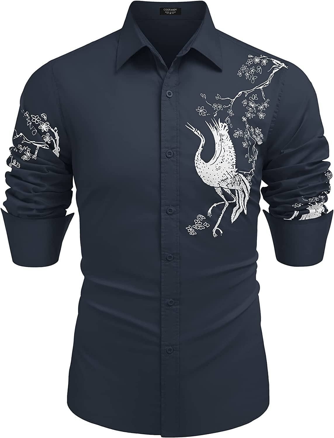 Rose Printed Slim Fit Dress Hemden