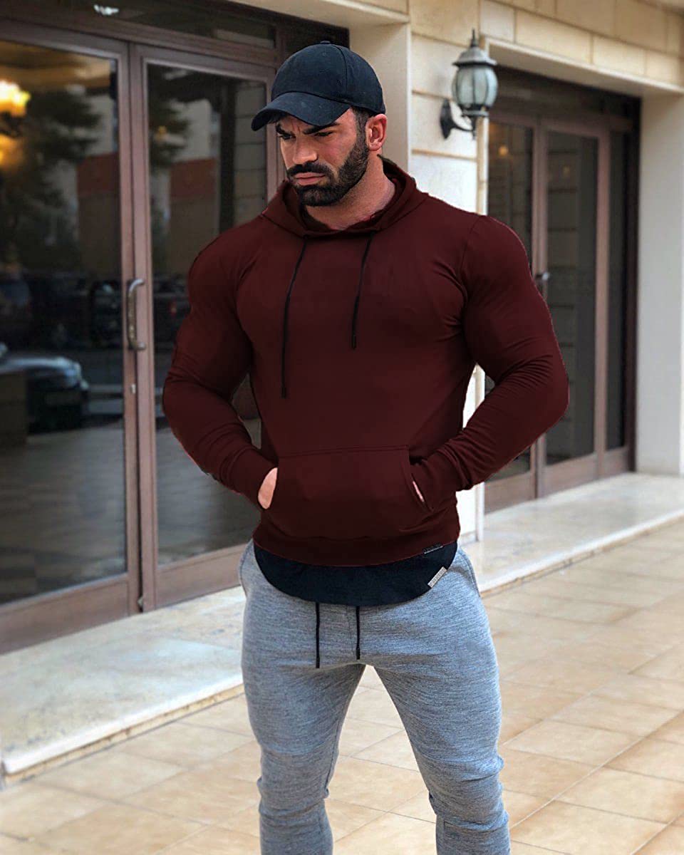 Men's Athletisch Hoodie Lang Ärmel Drawstring Sports Pullover Mit Kapuze Casual Fashion Sweatshirt with Pockets