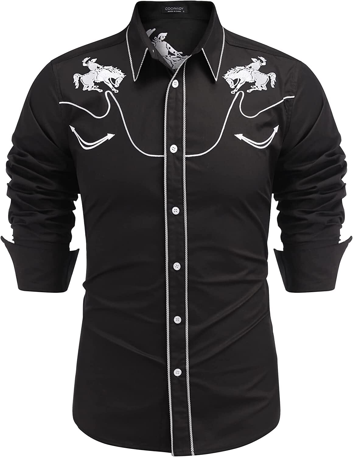 Embroidered Cowboy Knopf Down Hemd