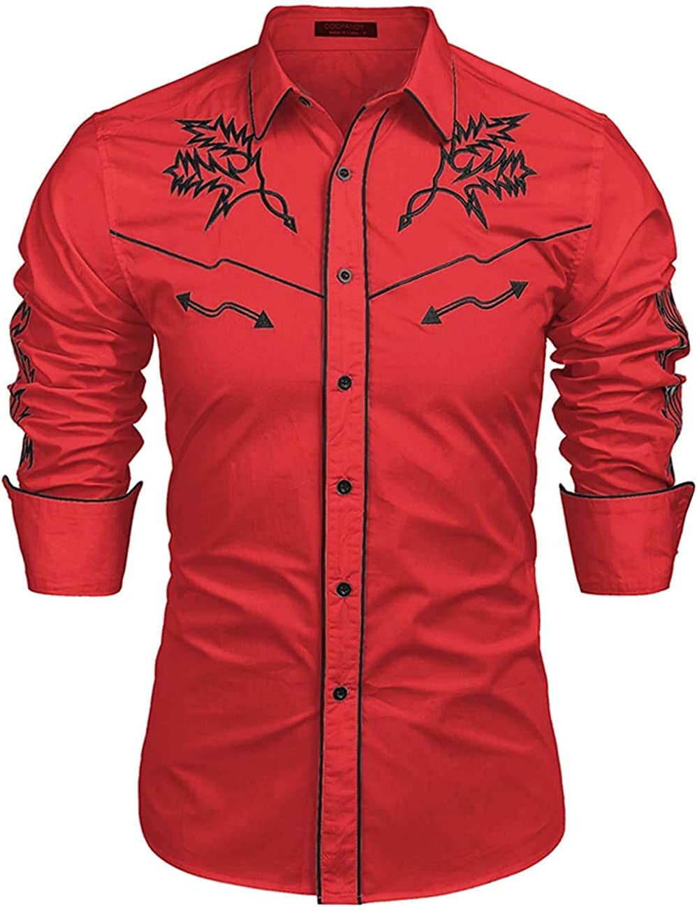Western Cowboy Embroidered Knopf Down Baumwolle Hemd