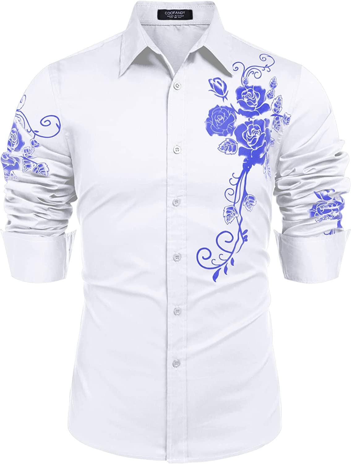 Rose Printed Slim Fit Dress Hemden