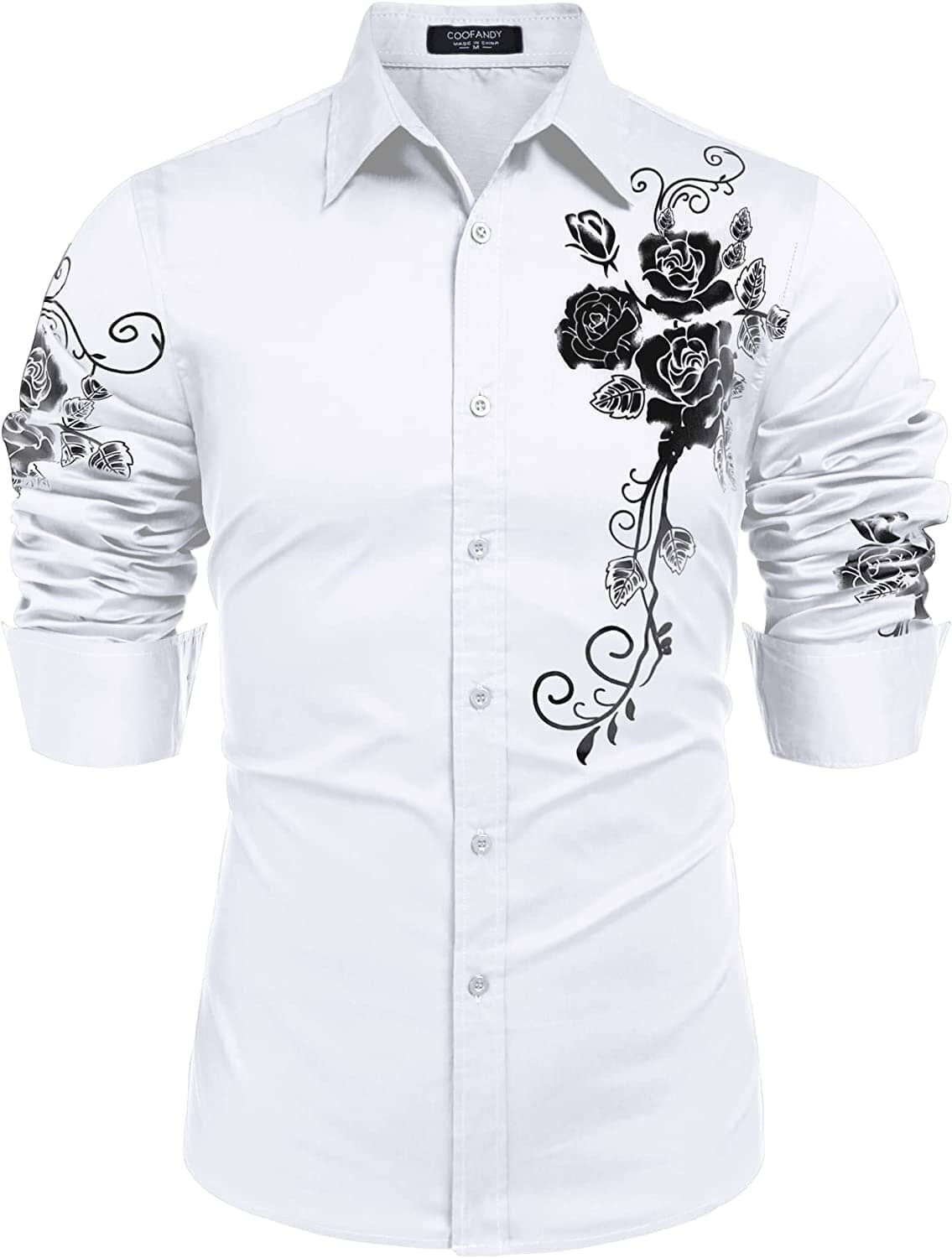 Rose Printed Slim Fit Dress Hemden