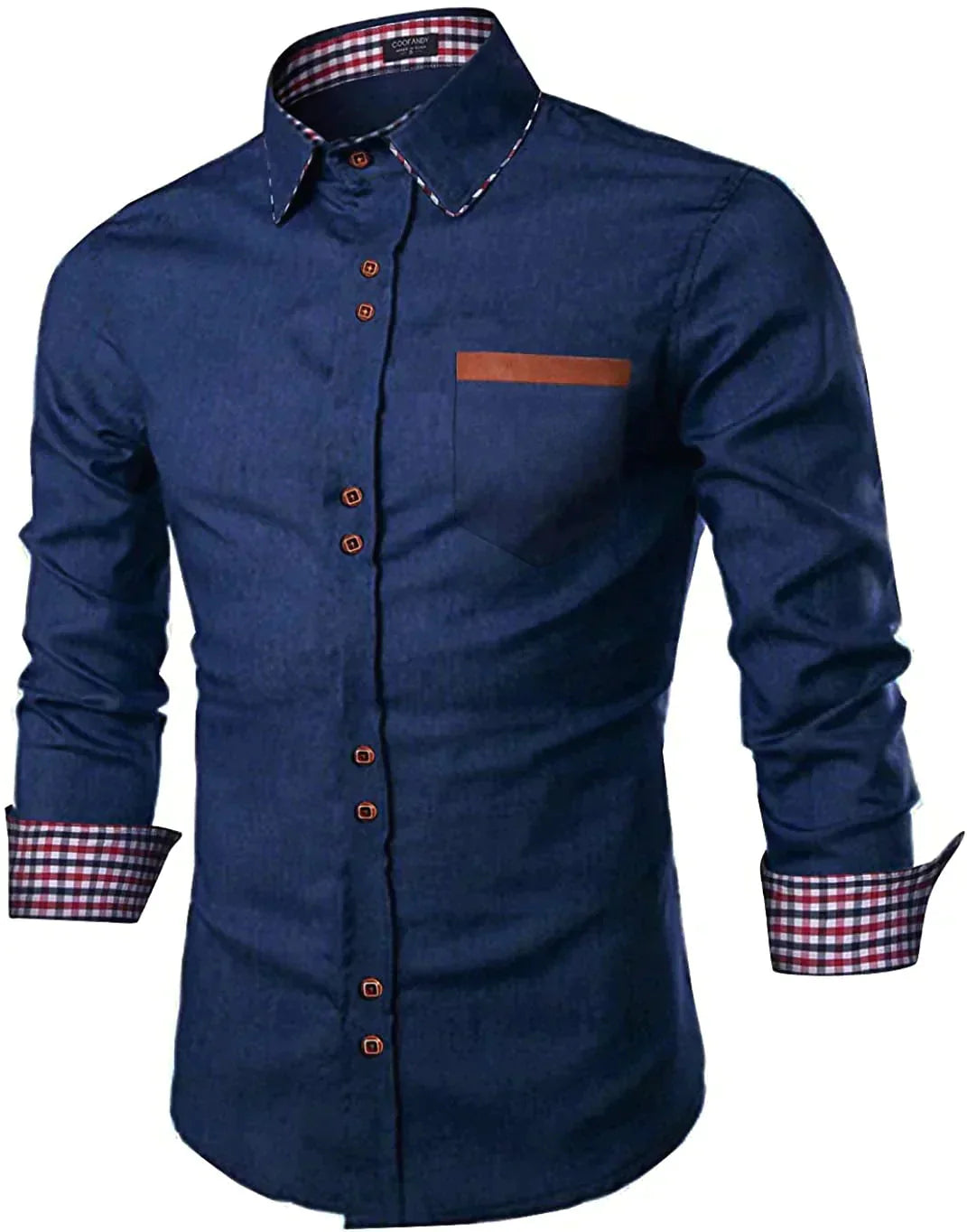 Casual Knopf Down Denim Hemd with Pocket